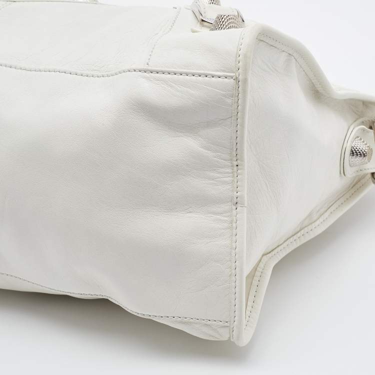 Pre Owned Balenciaga White Leather Giant 21 Silver Hardware Part-Time Tote