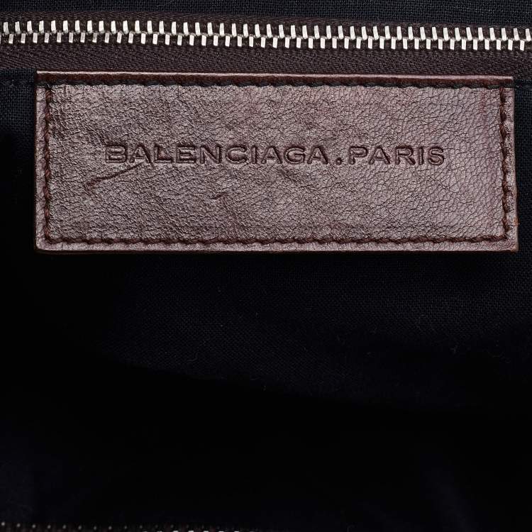 Pre Owned Balenciaga Brown Leather Giant 21 Silver Hardware Work Tote