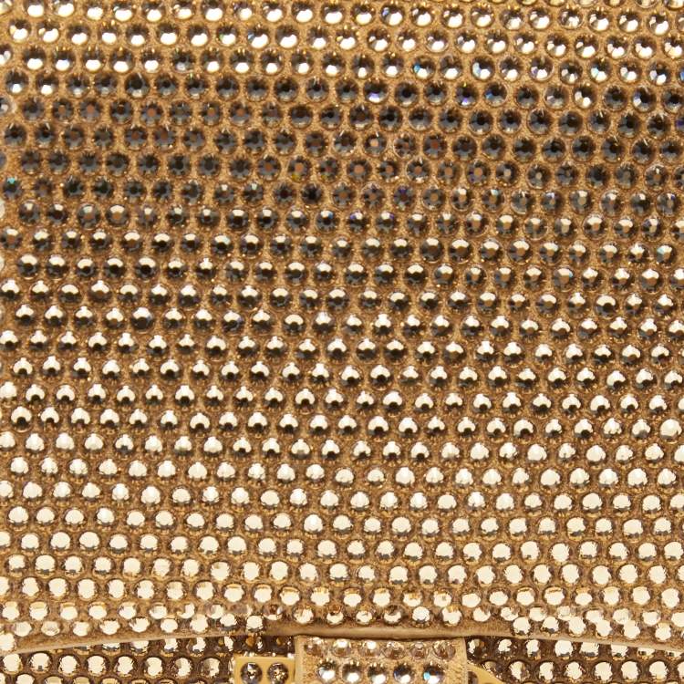 Pre Owned Balenciaga Brown Crystal Embellished Suede Hourglass Wallet on Chain