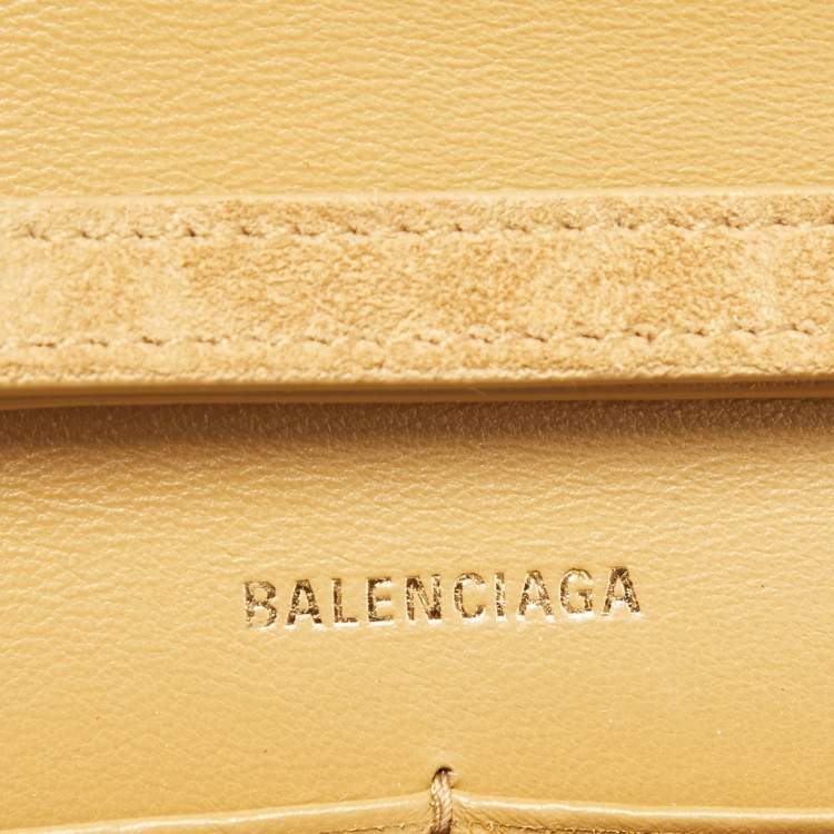 Pre Owned Balenciaga Brown Crystal Embellished Suede Hourglass Wallet on Chain