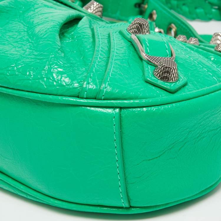 Pre Owned Balenciaga Green Leather XS Le Cagole Hobo