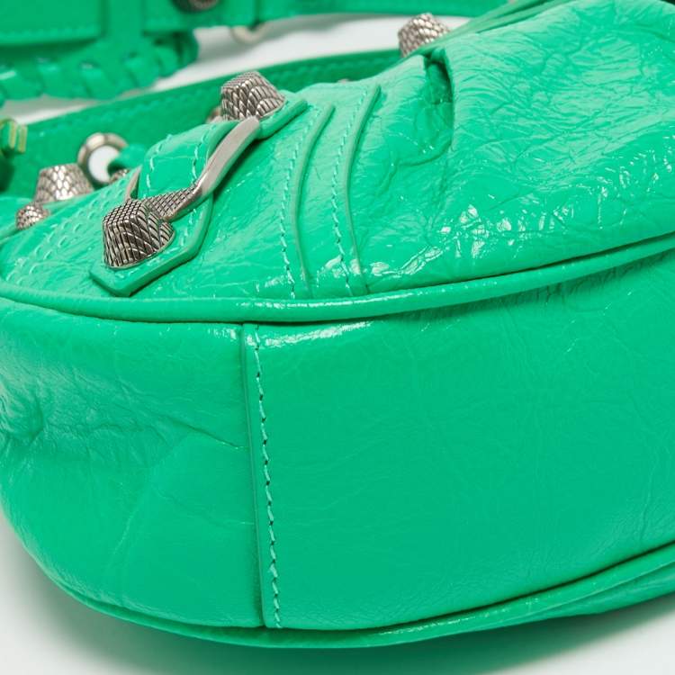 Pre Owned Balenciaga Green Leather XS Le Cagole Hobo