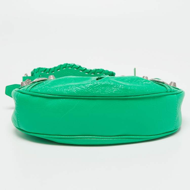 Pre Owned Balenciaga Green Leather XS Le Cagole Hobo
