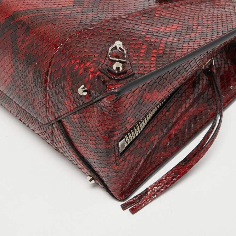 Pre Owned Balenciaga Red/Black Python Papier A6 Zip Tote