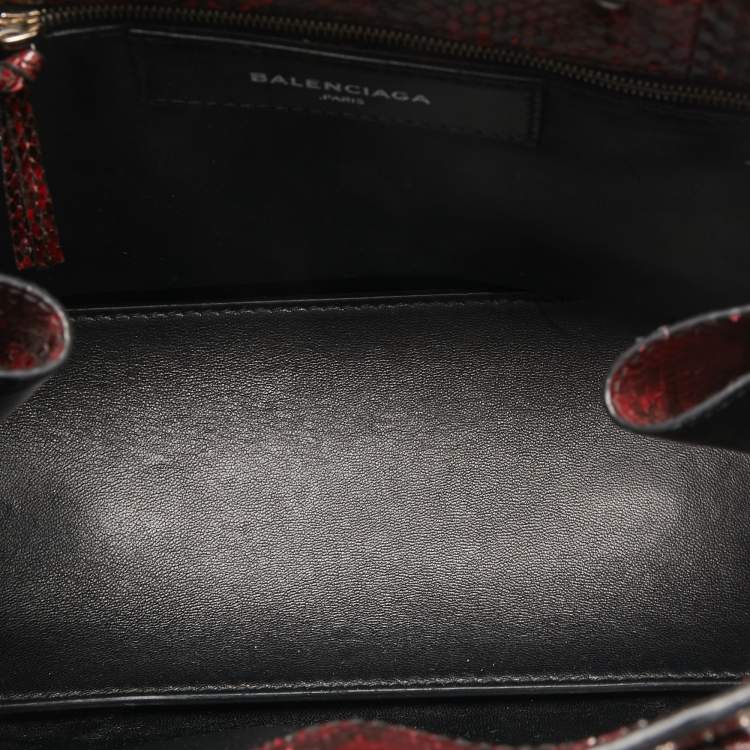 Pre Owned Balenciaga Red/Black Python Papier A6 Zip Tote