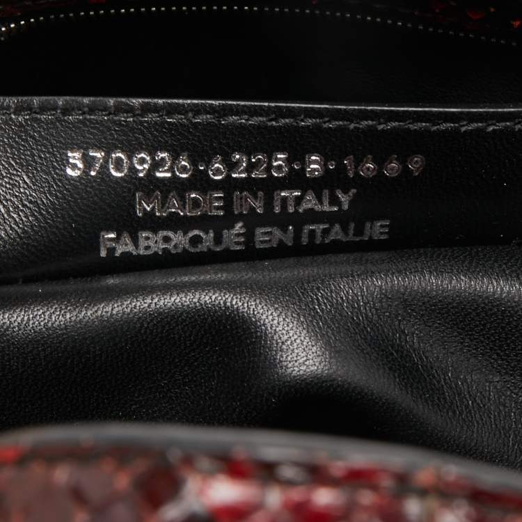 Pre Owned Balenciaga Red/Black Python Papier A6 Zip Tote