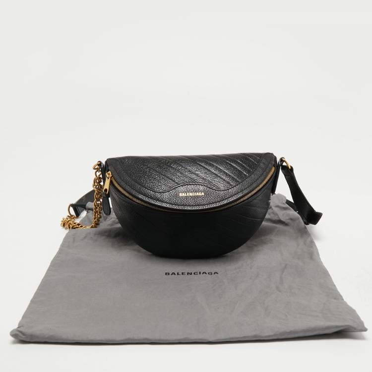 Pre Owned Balenciaga Black Leather Souvenir Belt Bag