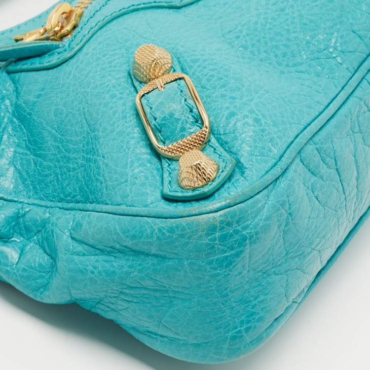 Pre Owned Balenciaga Bleu Tropical Leather Classic Hip Crossbody Bag 