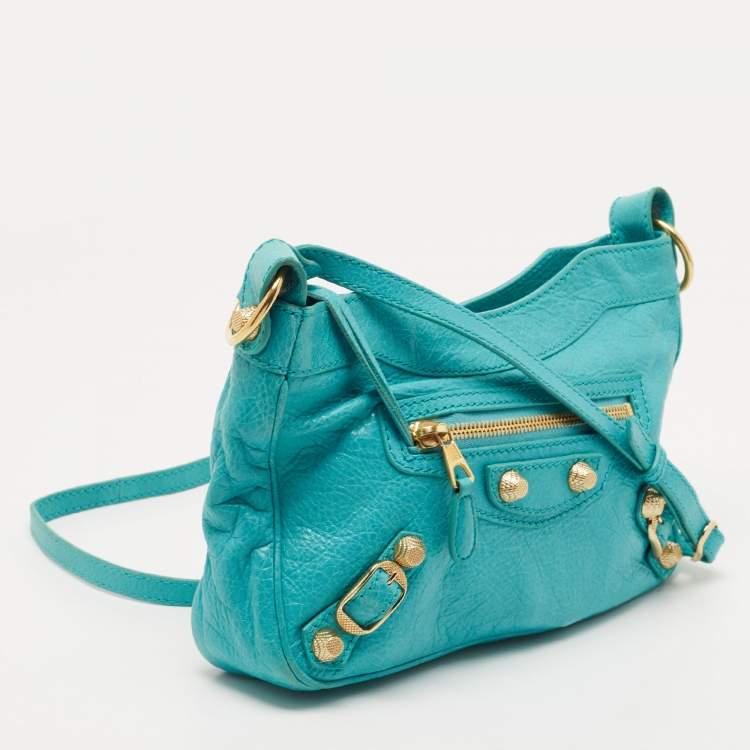 Pre Owned Balenciaga Bleu Tropical Leather Classic Hip Crossbody Bag 