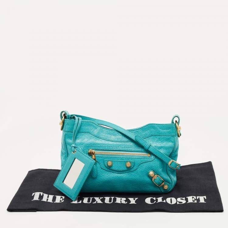 Pre Owned Balenciaga Bleu Tropical Leather Classic Hip Crossbody Bag 