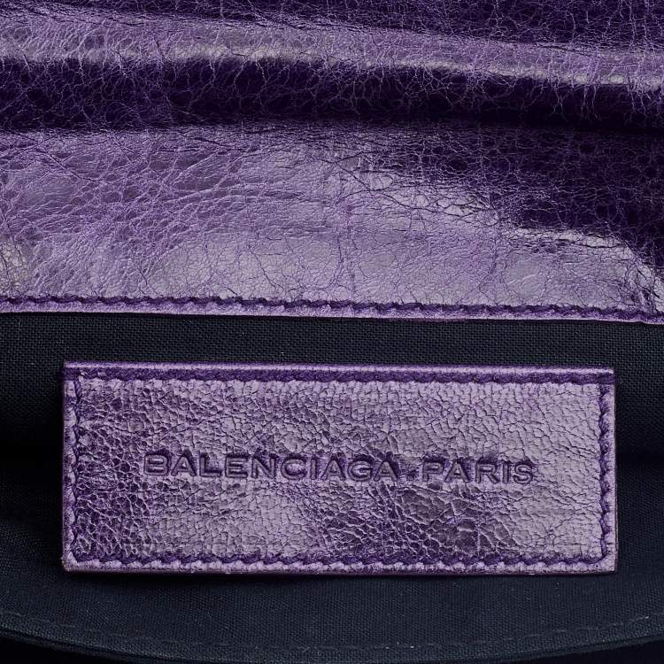 Pre Owned Balenciaga Purple Leather Giant 21 Envelope Clutch