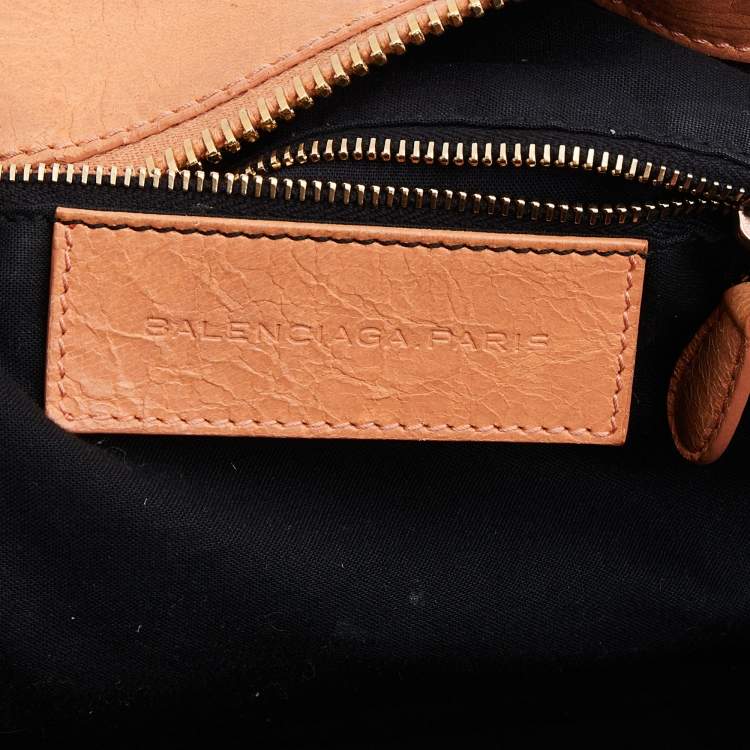 Pre Owned Balenciaga Light Orange Leather Giant 21 Gold Hardware Work Tote
