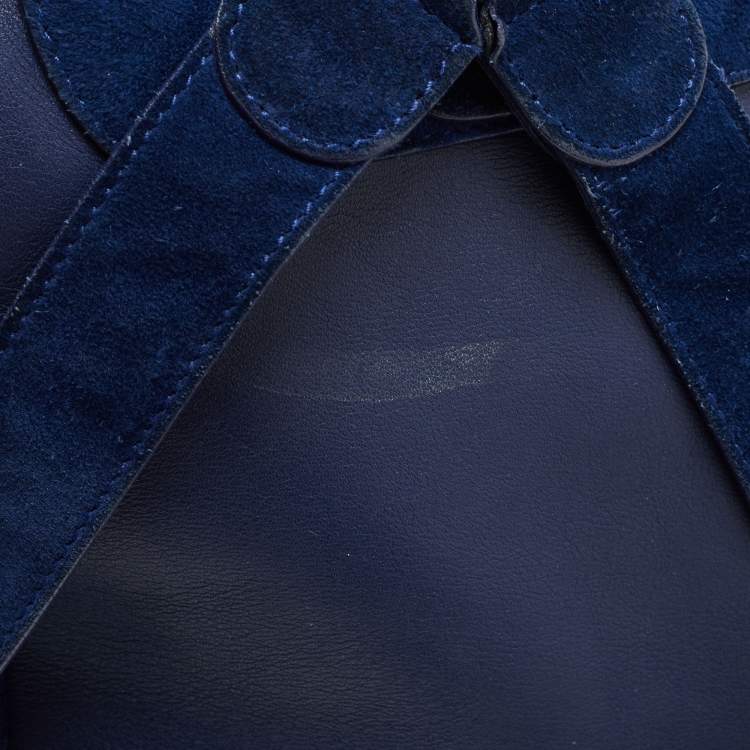 Pre Owned Balenciaga Bleu Pacifique Suede and Leather Baby Diam Classic Traveller Backpack