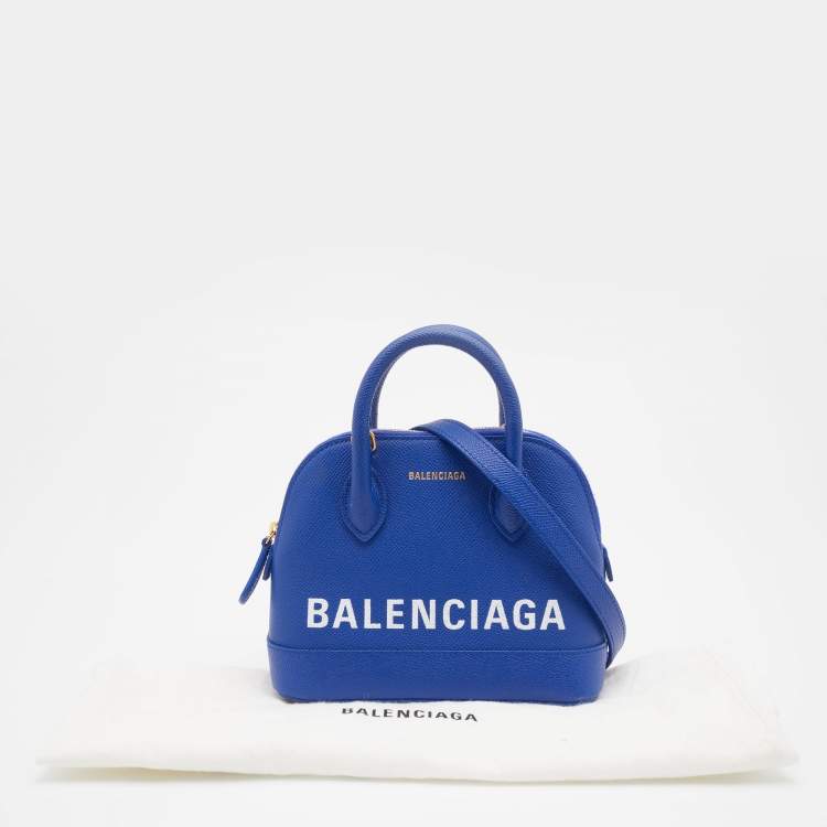 Pre Owned Balenciaga Blue Leather XXS Ville Satchel