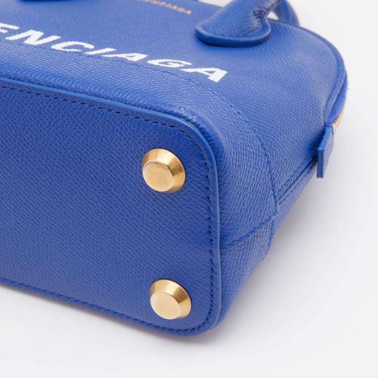 Pre Owned Balenciaga Blue Leather XXS Ville Satchel