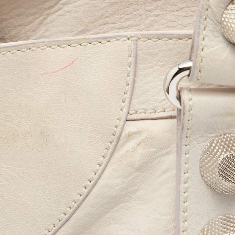 Pre Owned Balenciaga White Leather Giant 21 Silver Hardware Part-Time Tote