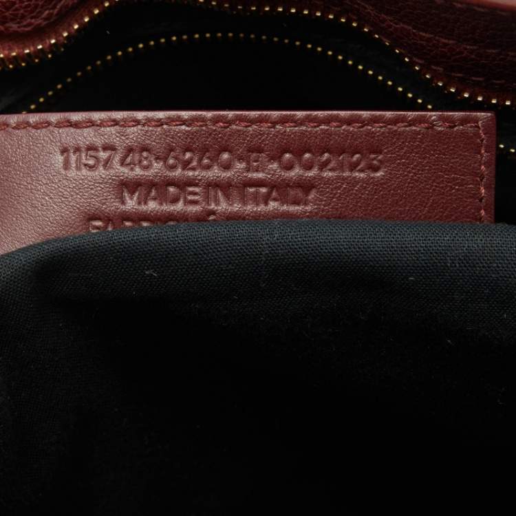 Pre Owned Balenciaga Burgundy Leather Giant 12 Gold Hardware City Tote