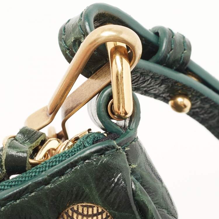 Pre Owned Balenciaga Green Croc Embossed Leather Mini Le Cagole Shoulder Bag
