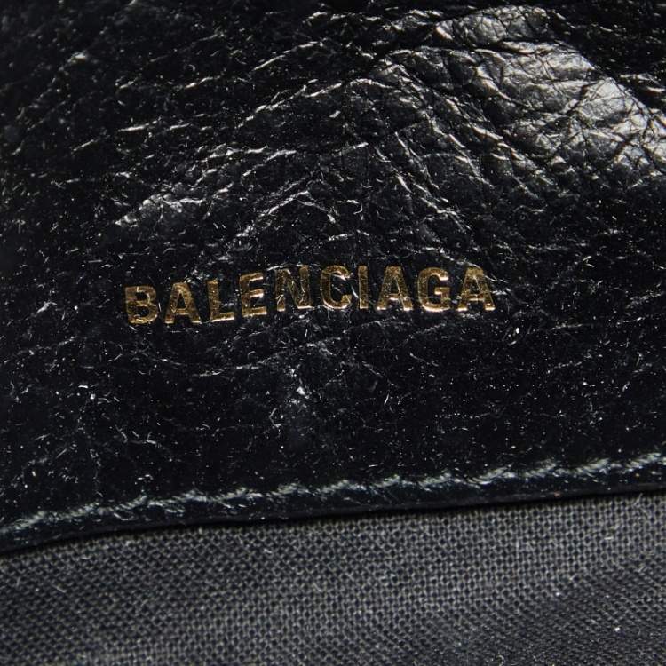 Pre Owned Balenciaga Black Graffiti Printed Leather Bazar Tote