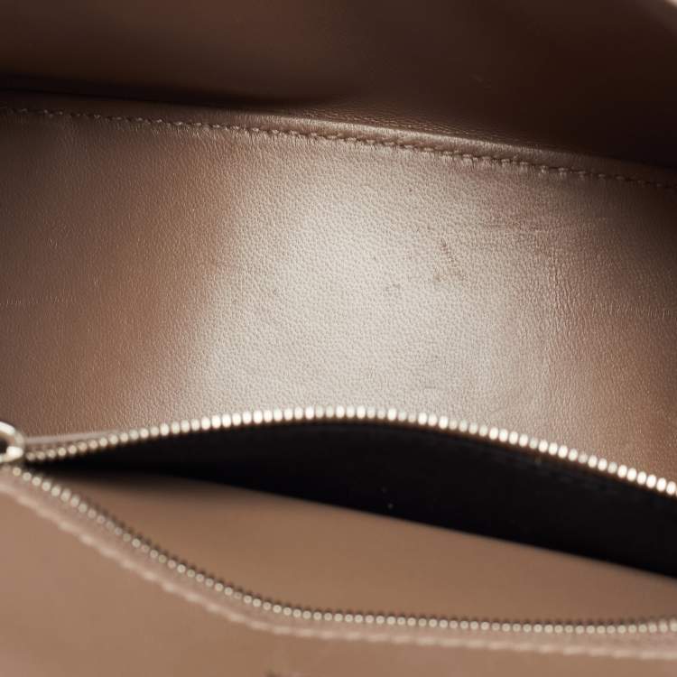 Pre Owned Balenciaga Beige Croc Embossed Leather Small Hourglass Box Top Handle Bag