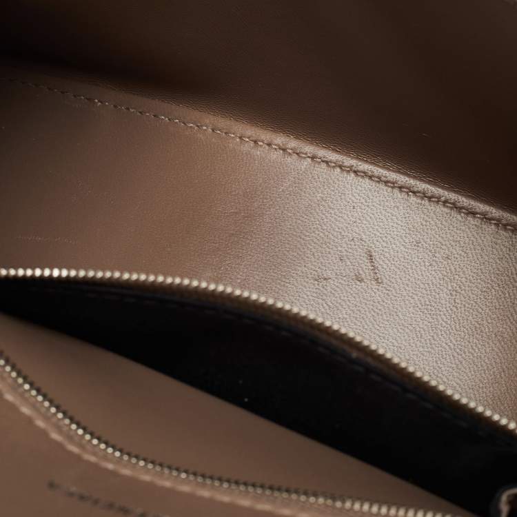 Pre Owned Balenciaga Beige Croc Embossed Leather Small Hourglass Box Top Handle Bag