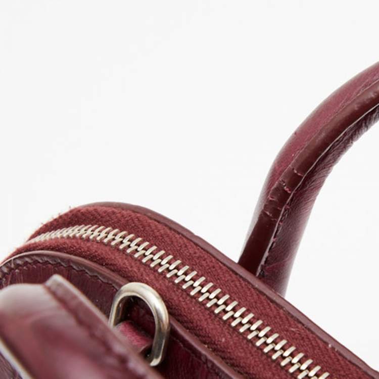 Pre Owned Balenciaga Burgundy Croc Embossed Leather Ville Satchel