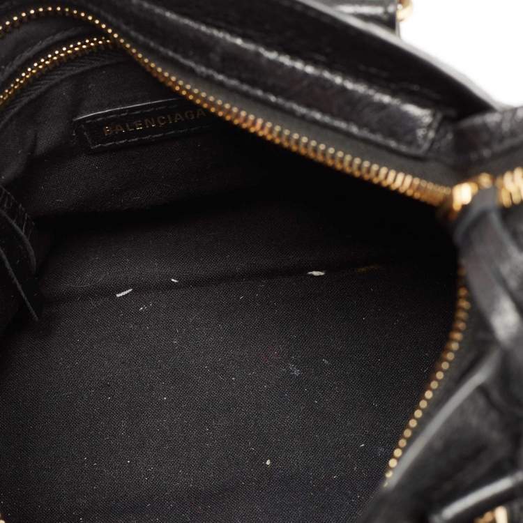 Pre Owned Balenciaga Black Leather Mini Classic Metallic Edge City Bag