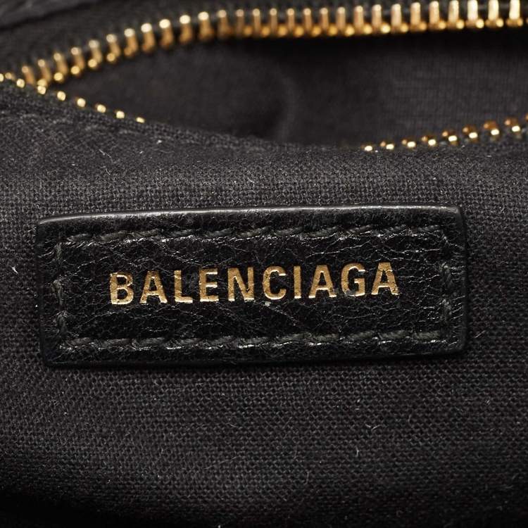 Pre Owned Balenciaga Black Leather Mini Classic Metallic Edge City Bag
