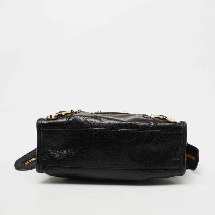 Pre Owned Balenciaga Black Leather Mini Classic Metallic Edge City Bag