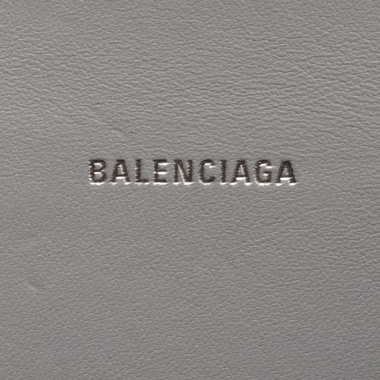 Pre Owned Balenciaga Grey Croc Embossed Leather XS Hourglass Top Handle Bag