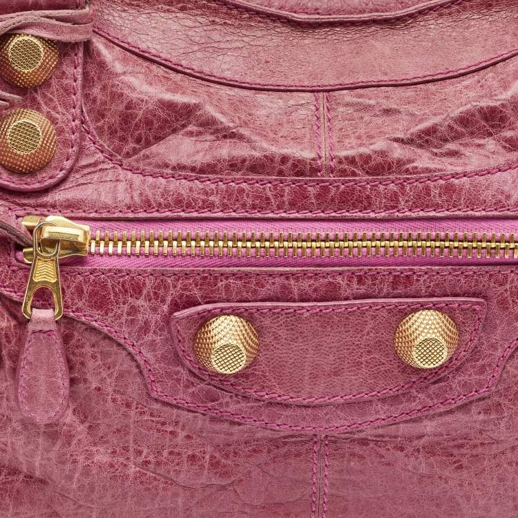 Pre Owned Balenciaga Pink Leather GGH Part Time Bag