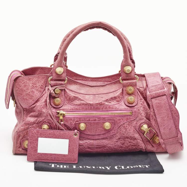 Pre Owned Balenciaga Pink Leather GGH Part Time Bag
