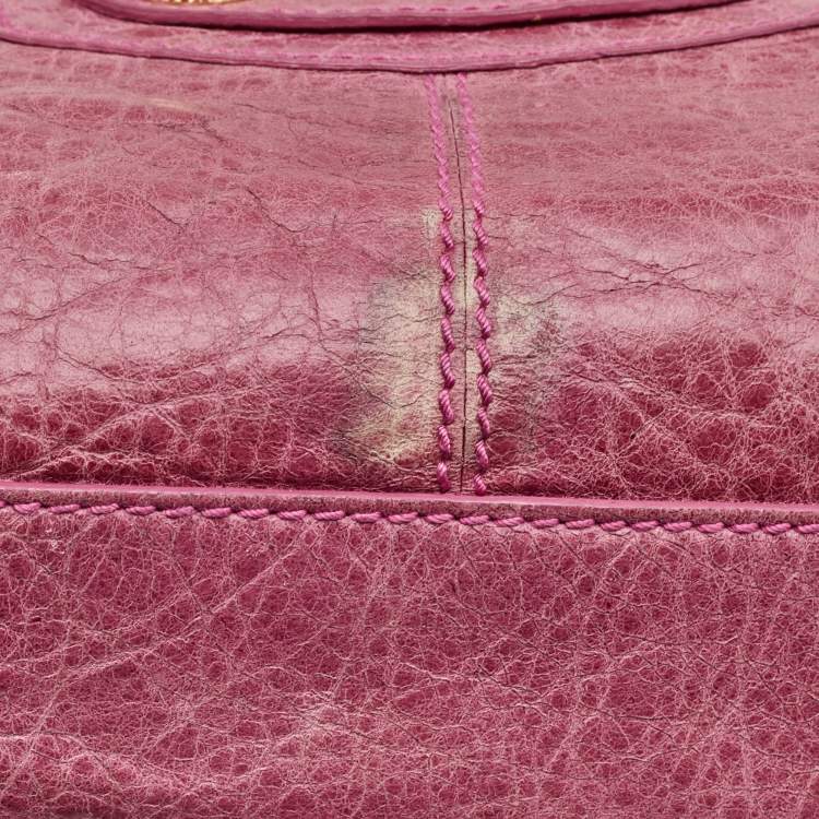 Pre Owned Balenciaga Pink Leather GGH Part Time Bag
