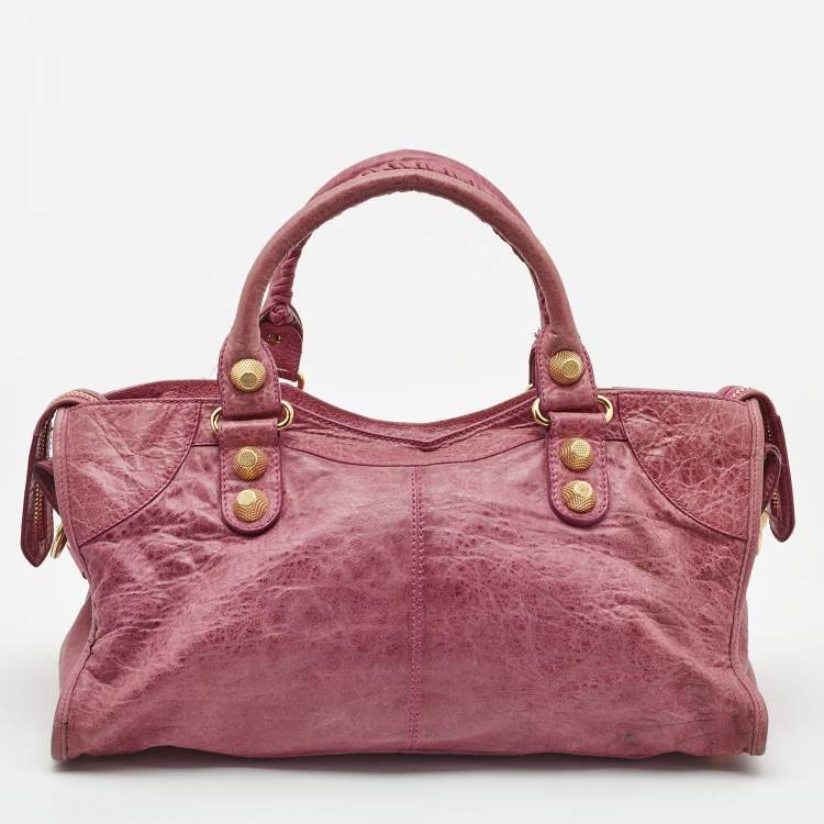 Pre Owned Balenciaga Pink Leather GGH Part Time Bag