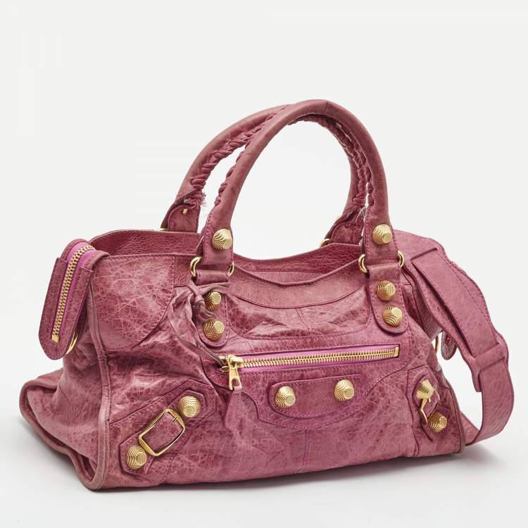 Pre Owned Balenciaga Pink Leather GGH Part Time Bag