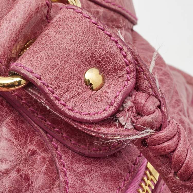 Pre Owned Balenciaga Pink Leather GGH Part Time Bag