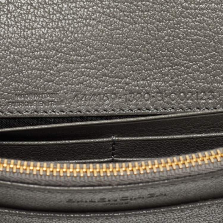 Pre Owned Balenciaga Grey Leather Metallic Edge City Wallet on Chain