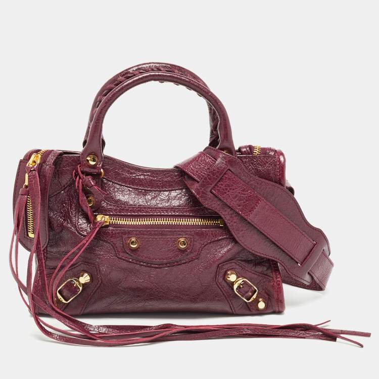 Pre Owned Balenciaga Violet Leather Mini GH Classic City Bag