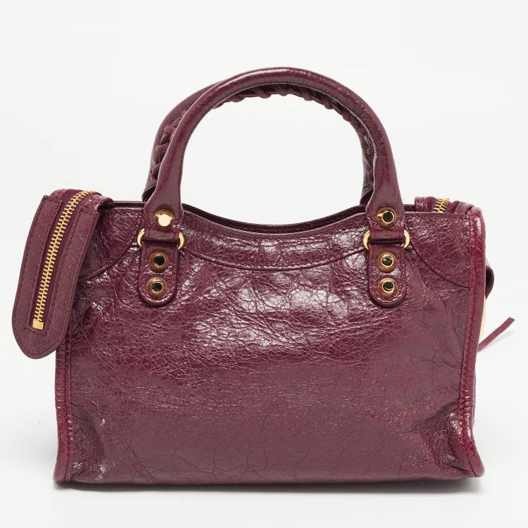 Pre Owned Balenciaga Violet Leather Mini GH Classic City Bag