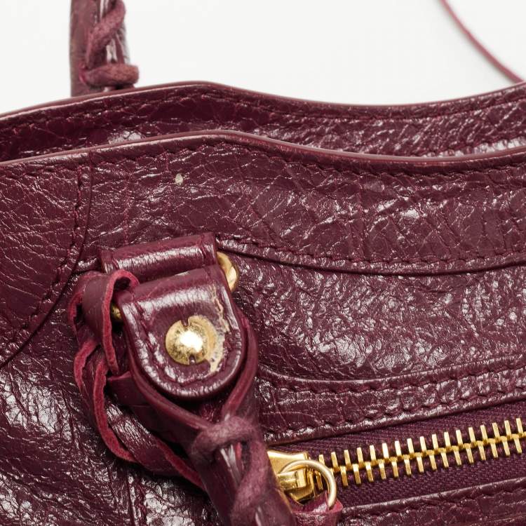 Pre Owned Balenciaga Violet Leather Mini GH Classic City Bag