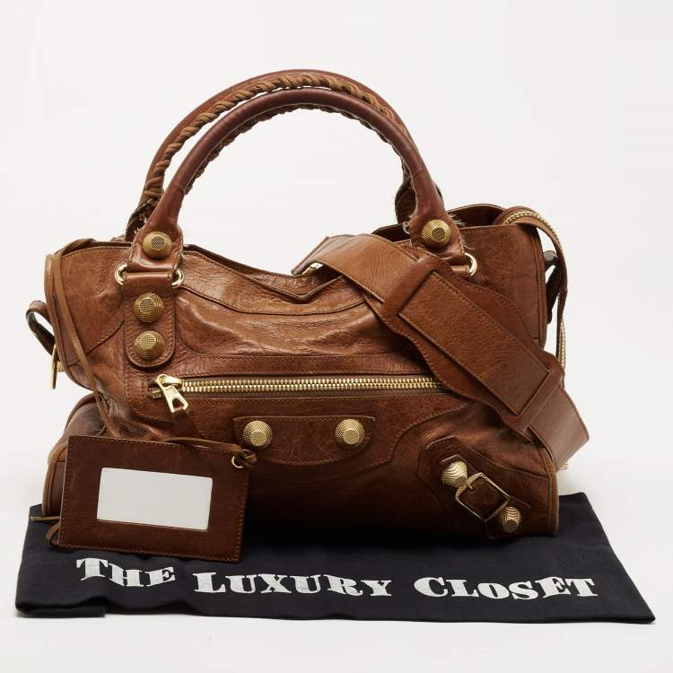 Pre Owned Balenciaga Brown Leather GGH City Bag