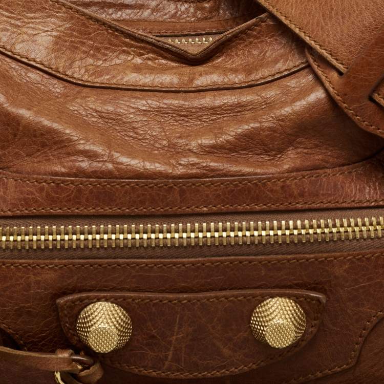 Pre Owned Balenciaga Brown Leather GGH City Bag