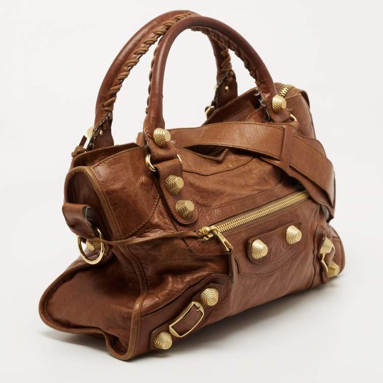 Pre Owned Balenciaga Brown Leather GGH City Bag