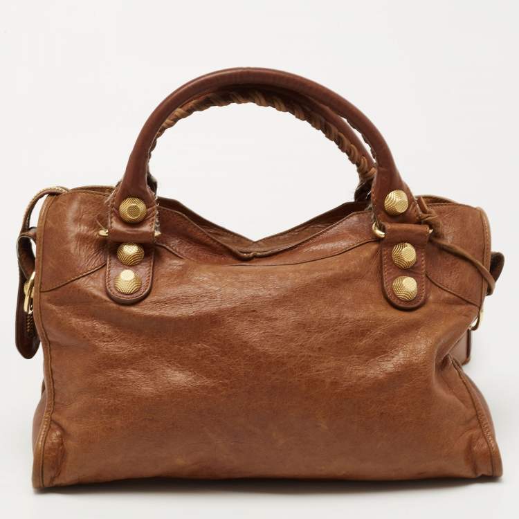 Pre Owned Balenciaga Brown Leather GGH City Bag