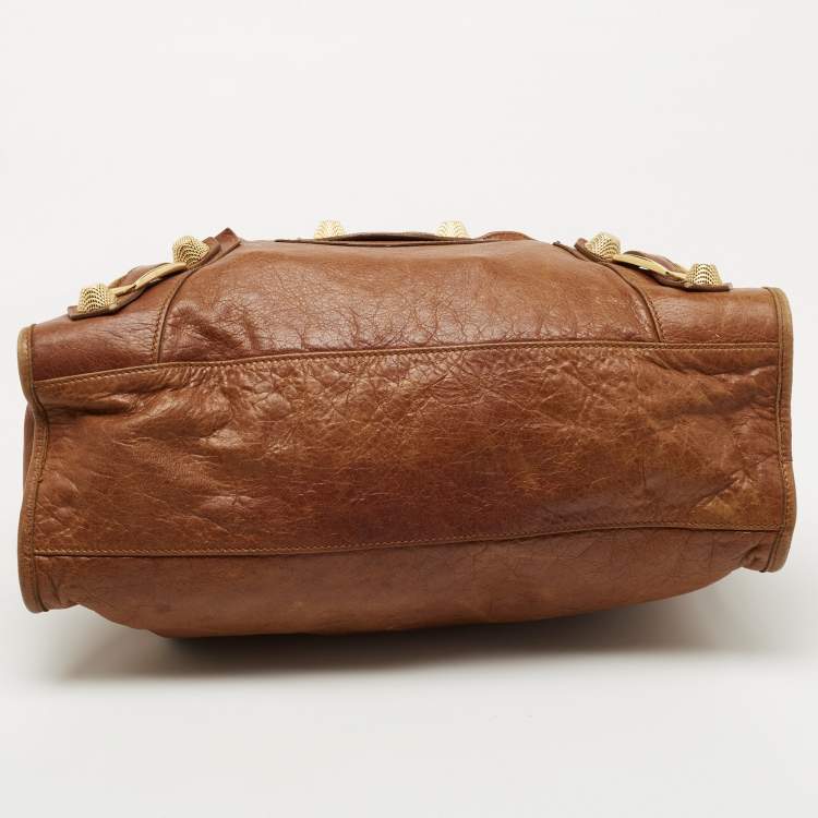 Pre Owned Balenciaga Brown Leather GGH City Bag