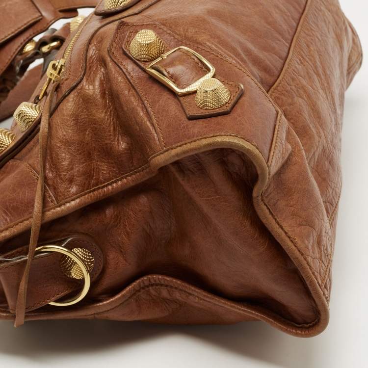 Pre Owned Balenciaga Brown Leather GGH City Bag