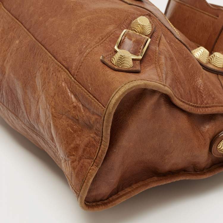 Pre Owned Balenciaga Brown Leather GGH City Bag