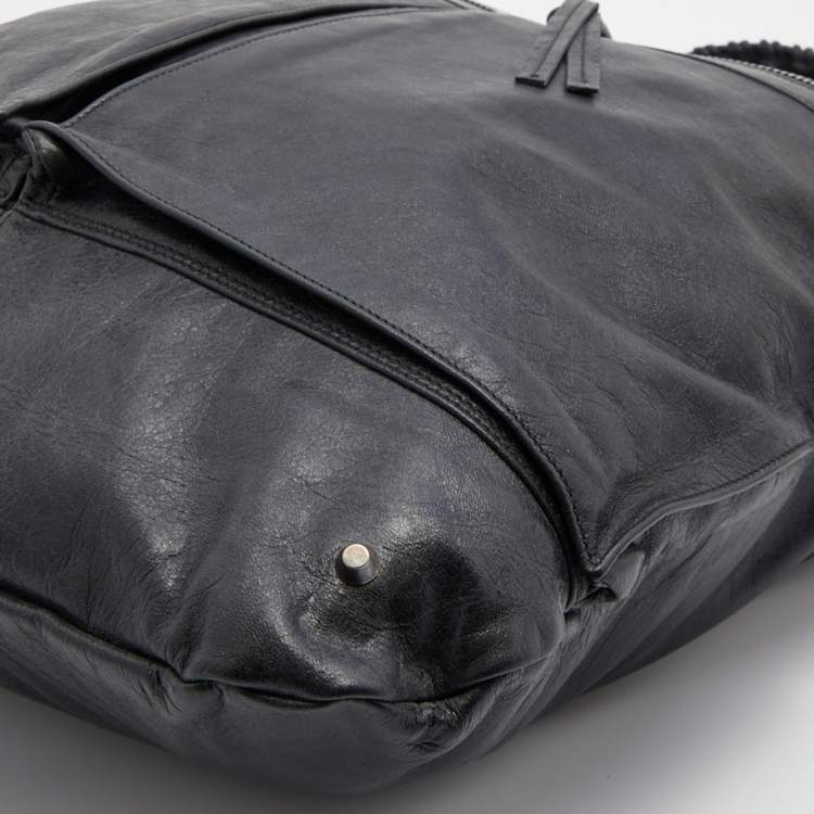 Pre Owned Balenciaga Black Leather Courier XL Shopper Tote