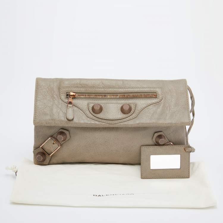 Pre Owned Balenciaga Grey Leather Giant 21 Classic Envelope Clutch