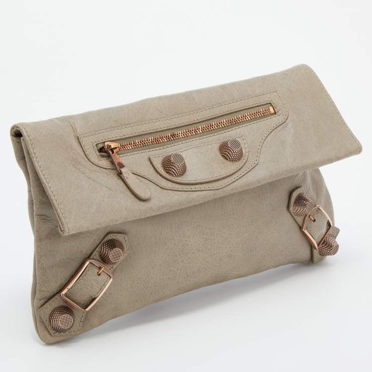 Pre Owned Balenciaga Grey Leather Giant 21 Classic Envelope Clutch